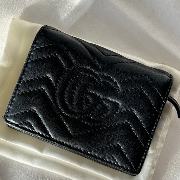 GUCCI GG MARMONT CARD CASE WALLET BLACK LEATHER - Picture 2 of 13